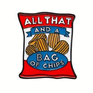 3/$25 “All That And A Bag Of Chips” Unisex Retro ‘90s Pin Chip Bag Ruffles Lays